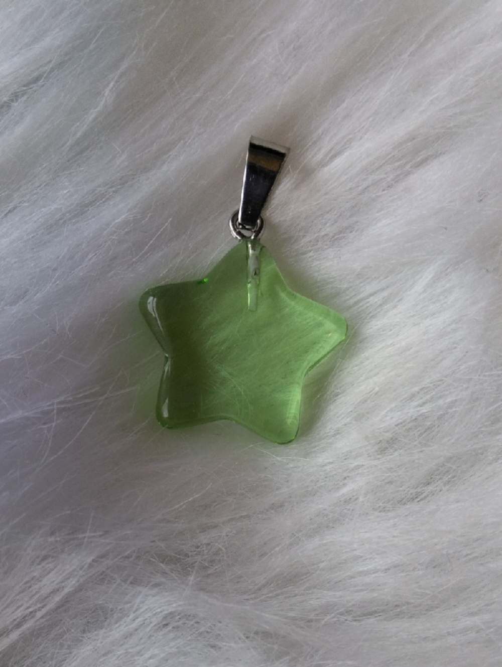Green Glass Star Pendant Necklace - Women Jewelry